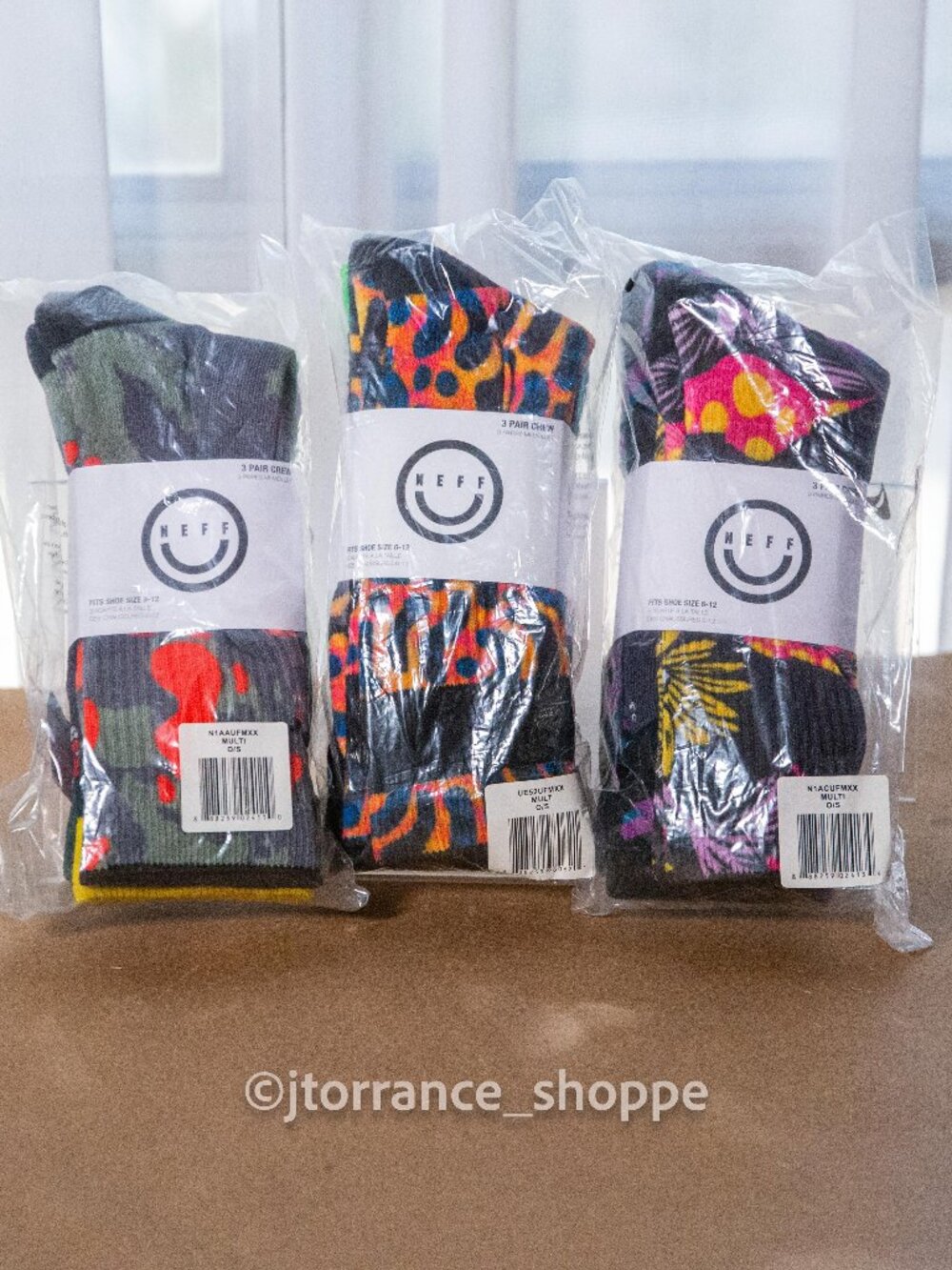 3-PACK (9 pairs) Neff Unisex Crew Socks 6-12 animal mushroom camo graphic prints